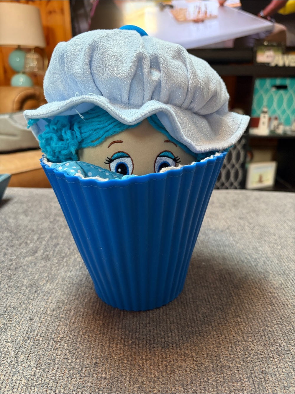 Little Miss Muffin Blue Cupcake Plush Doll with Light Blue Hat